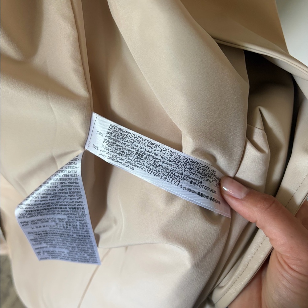 ZARA Cream Faux Leather Trench Coat – Size L - Great Condition - Picture 8 of 9